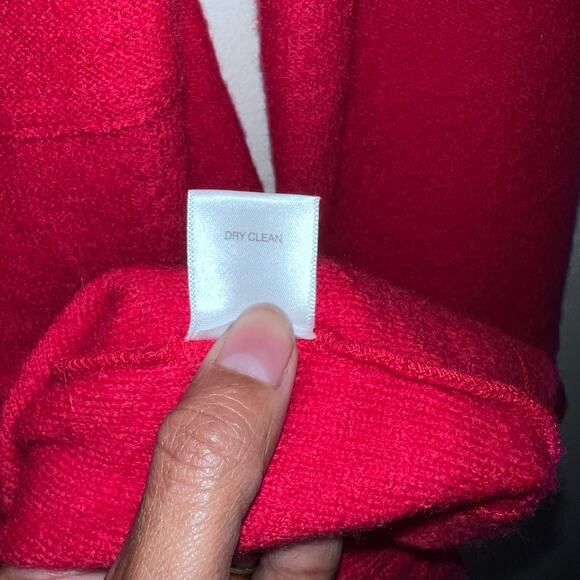 Madison 100% Wool Red Ruffled Jacket Trench Coat Women's Size Small - Picture 8 of 8